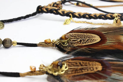 Pharaoh Black & Gold Feather Headpiece