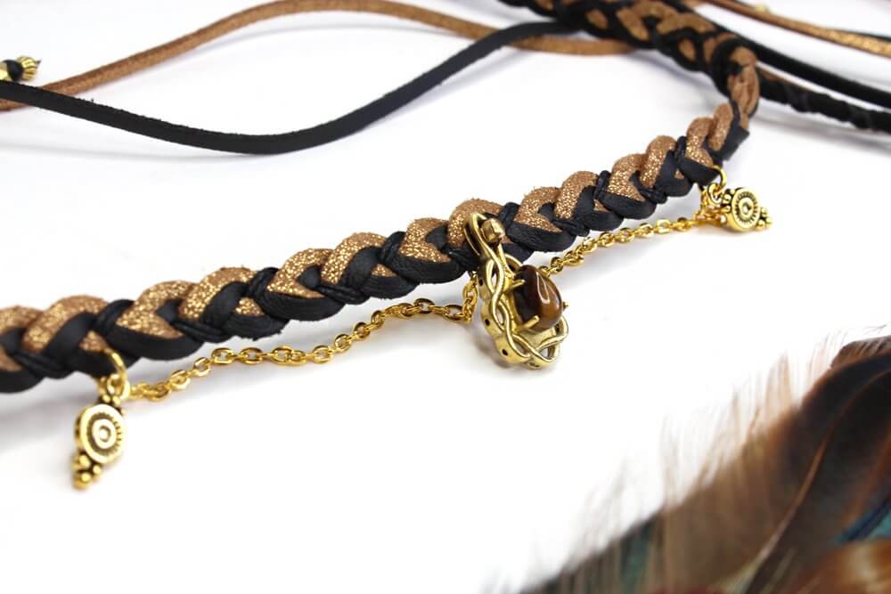 Pharaoh Black & Gold Feather Headpiece