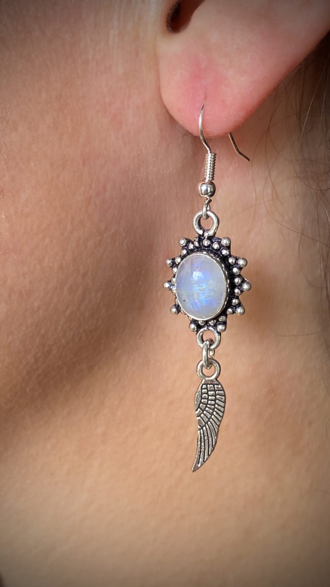 Moonstone Stone & Silver Earrings