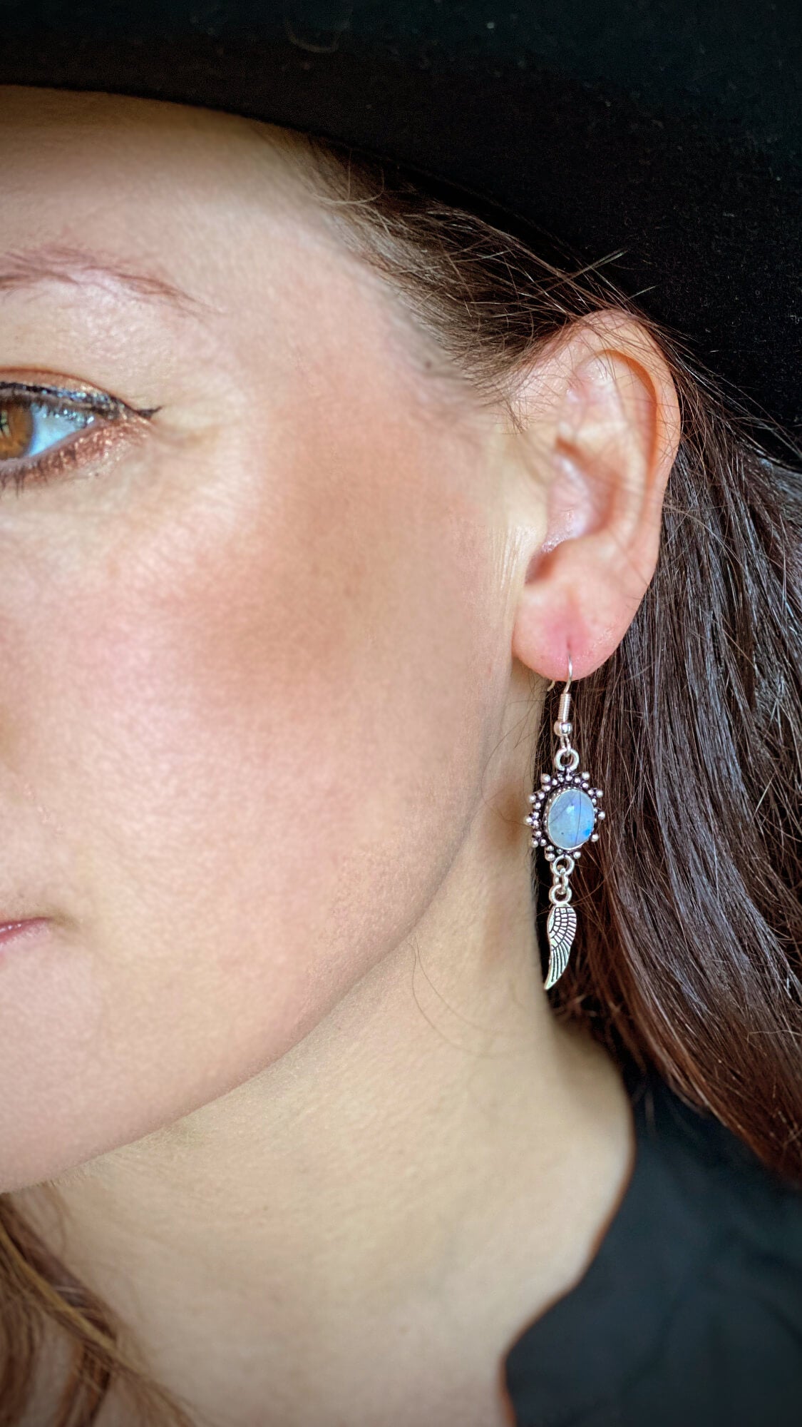 Moonstone Stone & Silver Earrings