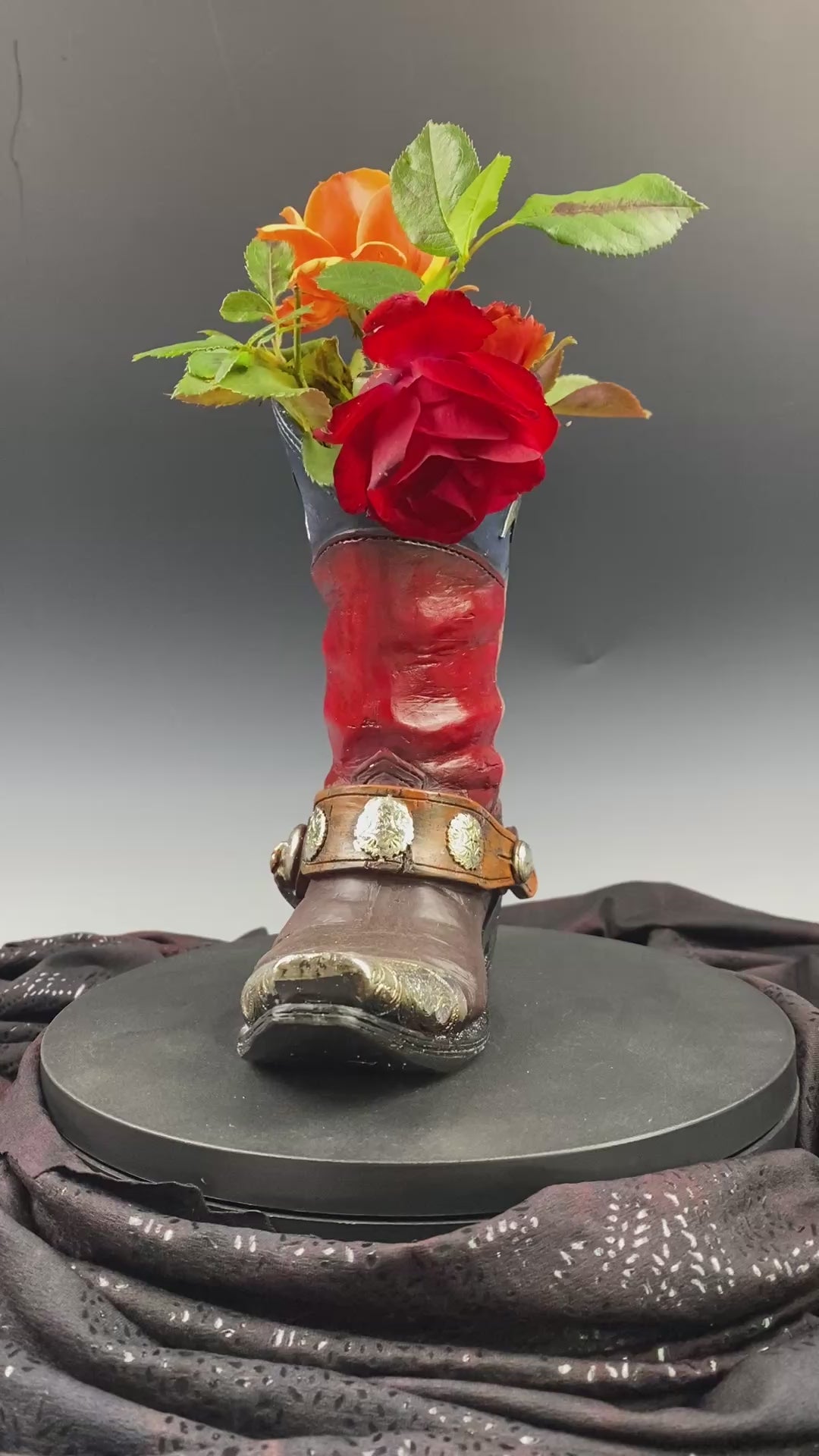 Medium Cowboy Boot Vase - cowboy boot vase American style design, western style flower arrangement vase, realistic western boot vase