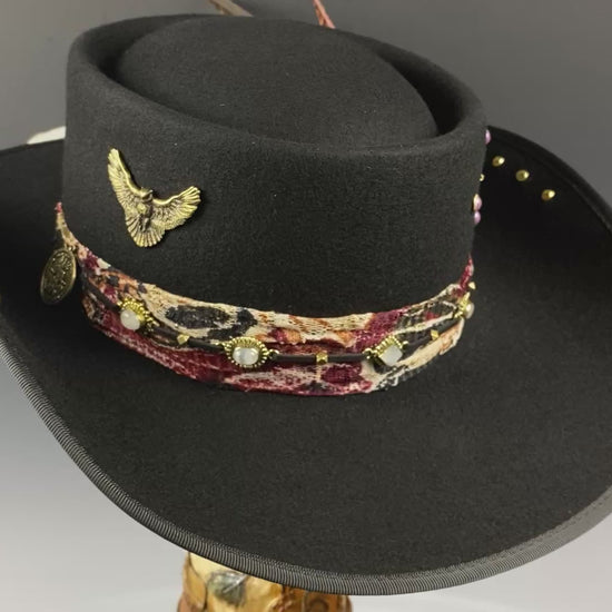 The Strawberry Fields Fedora : Western Style Hat with Elaborate Detailing